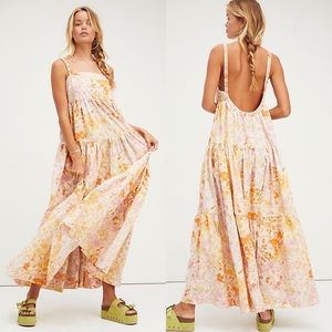 FREE PEOPLE Floral Print Park Slope Maxi Dress Boho Bohemian Hippie Summer